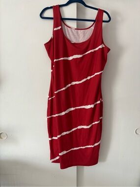 Red Sleeveless Stripe Tank Dress